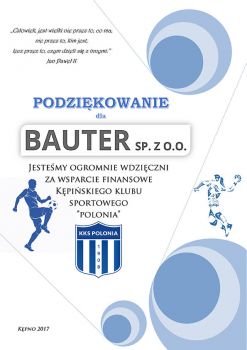 Podziękowanie od Kępińskiego Klubu Sportowego "Polonia" za wsparcie finansowe